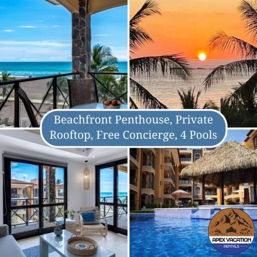 Barrio Los Villalobos Apartment | OCEAN VIEWS Beachfront Penthouse private rooftop best pools and location in Jaco