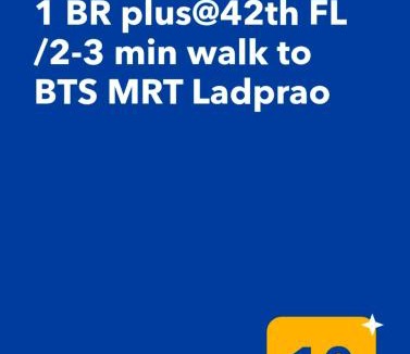 Chatuchak Apartment | 1 BR plus@42th FL/2-3 min walk to BTS MRT Ladprao