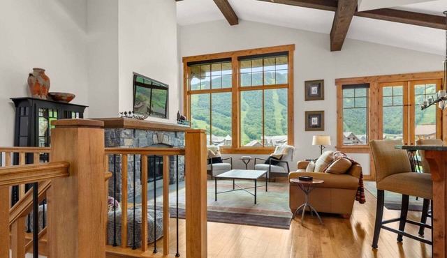 4 Bedroom Spruce Peak Mt Cabin "StoweGlobe" Steps to the lifts with FULL Mountain Views.