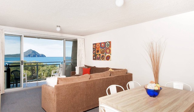 Panoramic views over Shoal Bay Beach